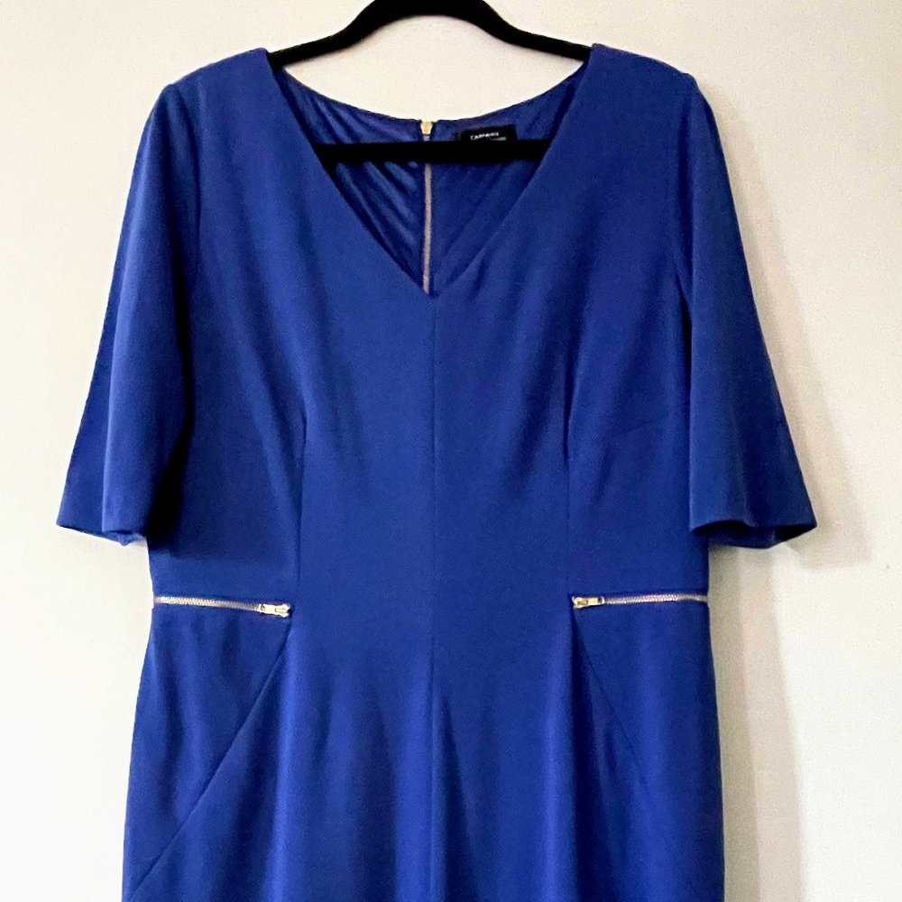 TAHARI Blue Dress with Zipper Detail